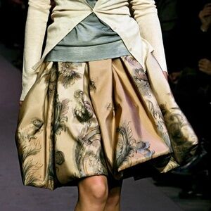 Prada Cream and Black Floral A-Line Skirt 2004 Fall/Winter collection